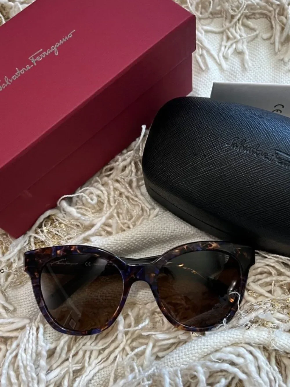 Salvatore Ferragamo Cat Eye Sunglasses Brown Havana NEW